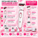 Depilador Feminino Elétrico 4 Em 1 Com Cabeça Removíveis Recarregável USB Removedor De Pelos Facial, Corpo, Axilas E Virilha. Seguro E Suave.